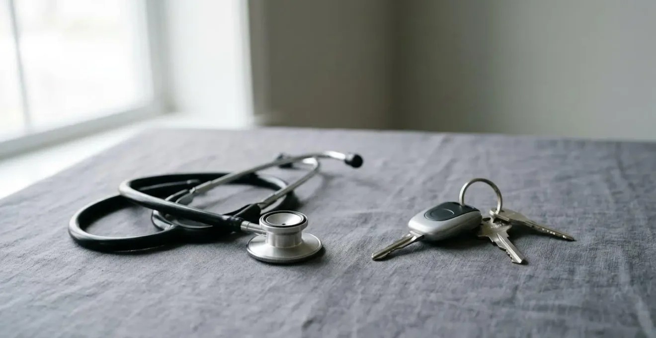 Médecin effectuant un examen médical d'aptitude à la conduite pour un senior