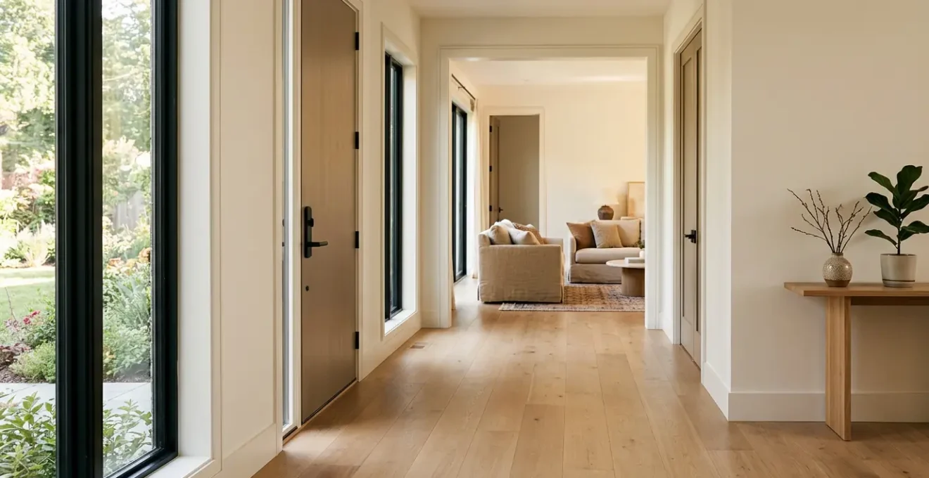 Intérieur d'une maison moderne et chaleureuse aménagée pour l'accessibilité en fauteuil roulant