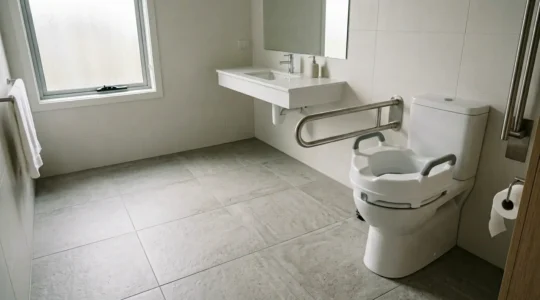 Installation sécurisée d'un rehausseur de toilette pour personne de forte corpulence