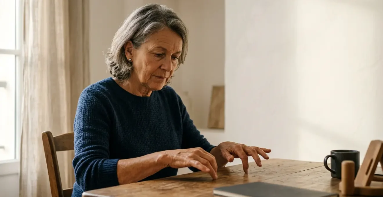 Senior actif découvrant une nouvelle compétence cognitive dans un environnement lumineux