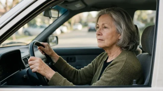 Senior réfléchissant à sa sécurité au volant et la décision d'arrêter de conduire